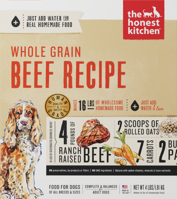 Honest Kitchen Whole Grain Beef Dog Food 4#