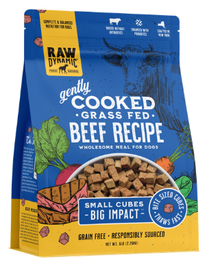Raw Dynamic Frozen Gently Cooked Dog Food Beef 5lb
