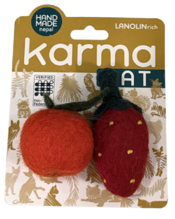 Dharma Dog Karma Cat Wool Fruits 2 Pack Cat Toy