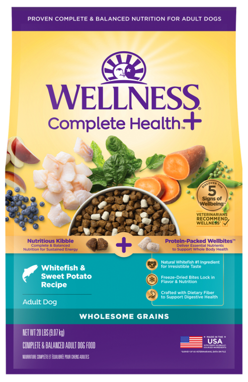 Wellness Complete Health+ Wellbites Whitefish & Sweet Potato Recipe 20 lb