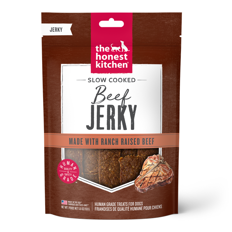 The Honest Kitchen Slow Cooked Beef Jerky made with Ranch Raised Beef 5.6oz Pouc