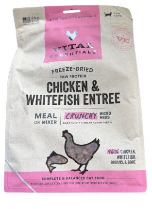 Vital Essentials Freeze-Dried Raw Chicken & Whitefish Entree Cat Food Micro Nibs