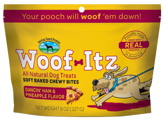 American Natural Premium Dog Treat Woof-Itz Dancin' Ham & Pineapple 8oz