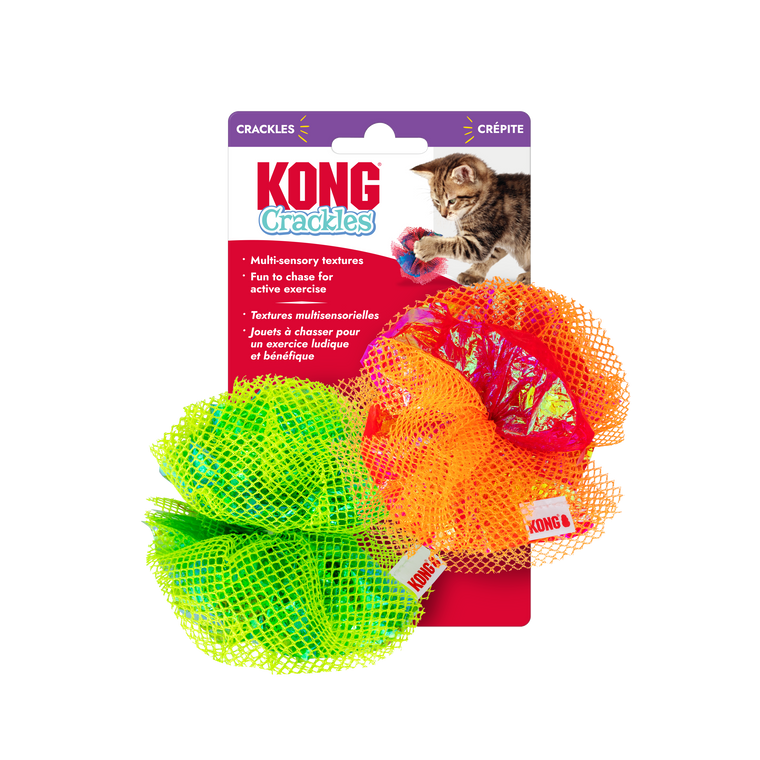 Kong Crackles Fluff Balls Assorted Cat Toy 2-pk