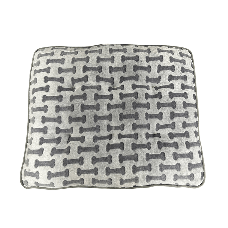 Ethical Pet Sleep Zone Luxe Bone Print Pillow Dog Bed Light Gray 38"