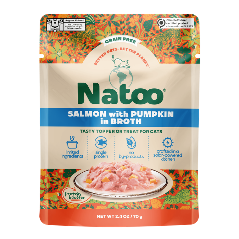Natoo Petfoods Salmon with Pumpkin in Broth Pouch Topper Cat 2.4oz