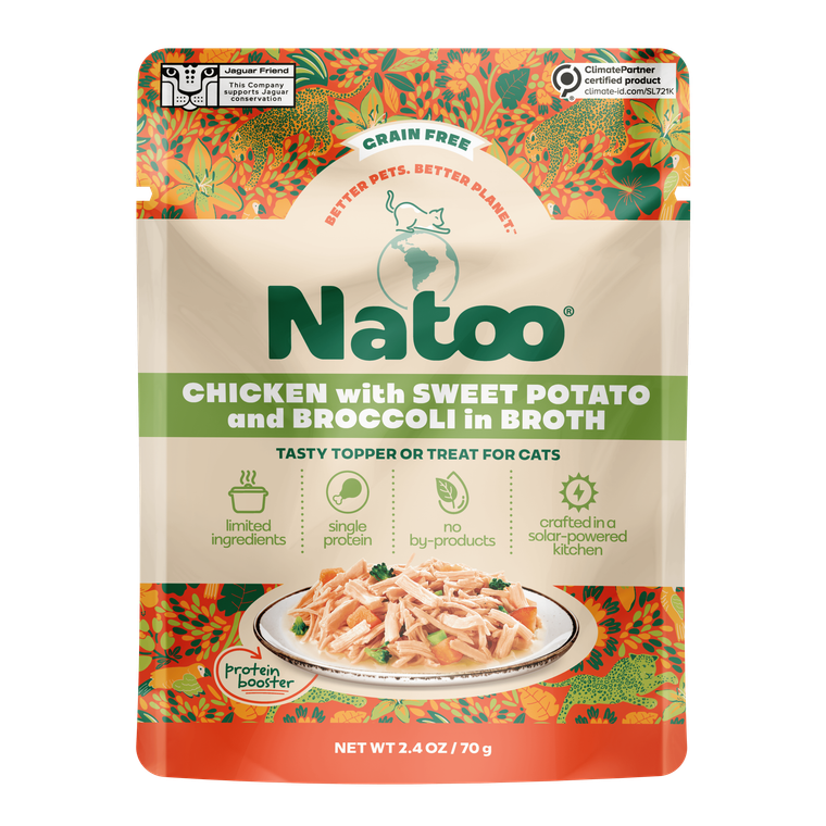 Natoo Petfoods Chicken w/ Sweet Potato and Brocc in Broth Pouch Topper Cat 2.4oz
