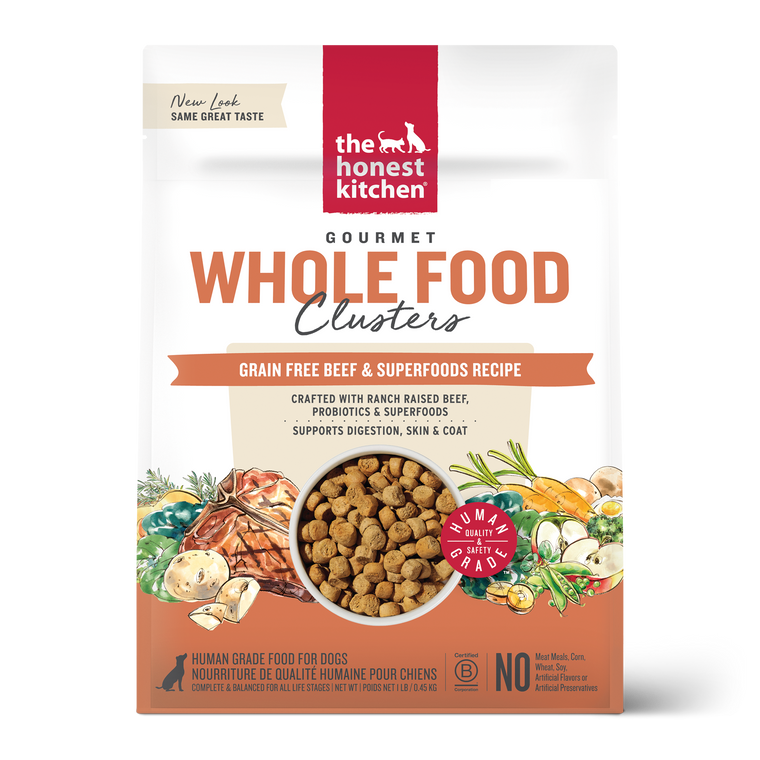 Honest Kitchen Whole Food Clusters Grain Free Beef Dog Food 1lb