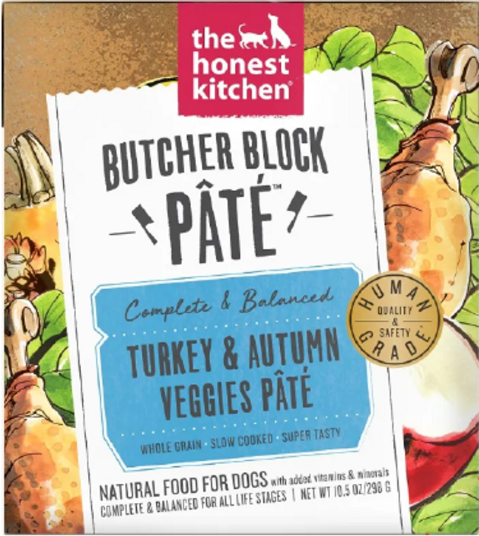 Honest Kitchen Butcher Block Pate Turkey & Autmun Veggies Dog Food 10.5oz