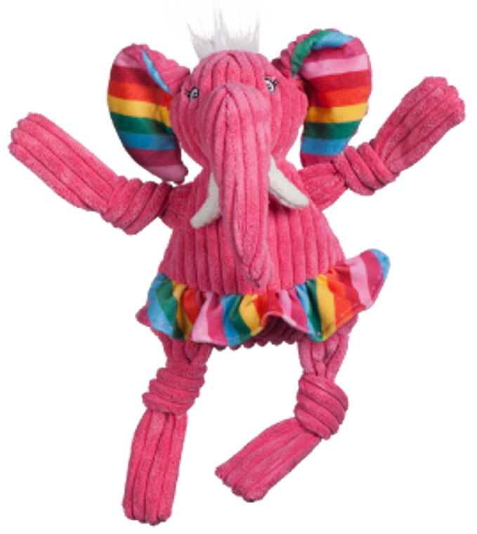HuggleHound Small Knottie Rainbow Elephant Dog Toy