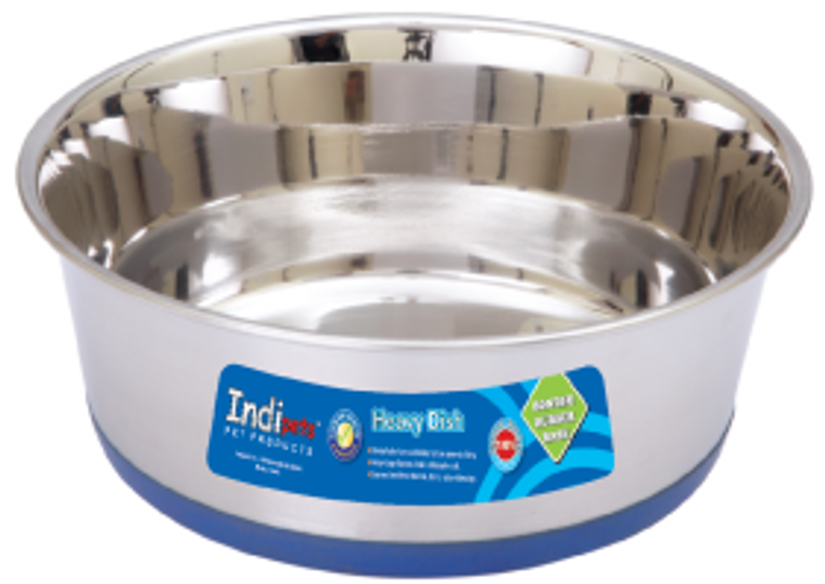Indipets 10oz. Heavy Duty Steel Dog Dish with Rubber Base