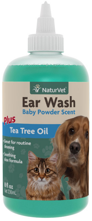 NaturVet Ear Wash with Tea Tree Oil 8oz