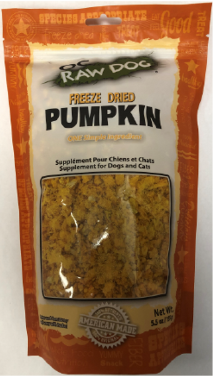 OC Raw Freeze Dried Pumpkin  Dog Treat 5.5oz