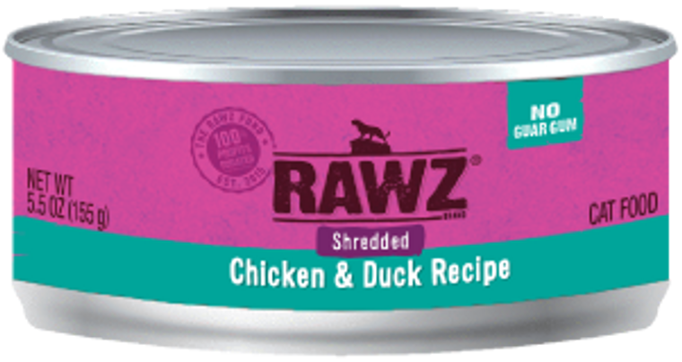 Rawz Shredded Chicken & Duck Canned Cat Food 5oz