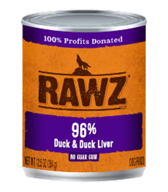 Rawz 96% Duck & Duck Liver Canned Dog Food 12.5oz