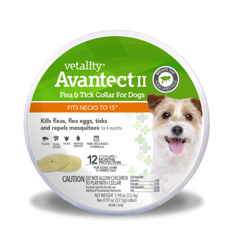 Vetality Avantect II Flea & Tick Small dog Puppy Collar Up To 15"