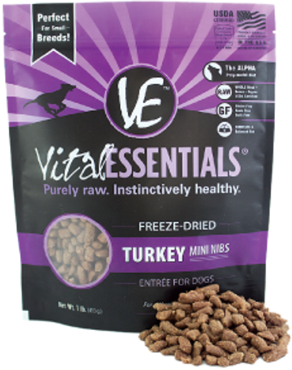 Vital Essentials FD Turkey Mini Nibs Dog Food 1lb