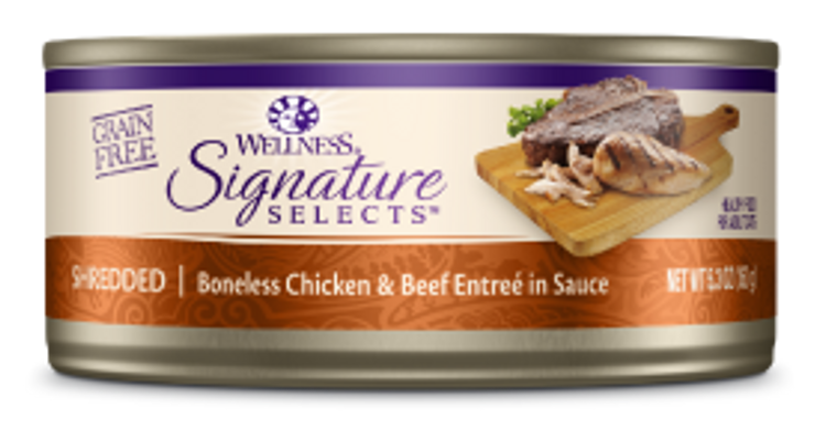 Wellness Signature Selects Shredded Chicken Beef Cat Food 5.3oz