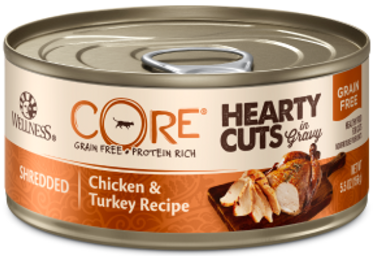 Wellness Core Hearty Cuts Chicken Turkey Cat Food 5.5oz