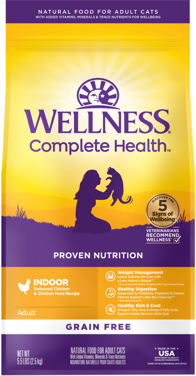 Wellness Complete Health GF Indoor Chicken Cat Food 5lb-8oz