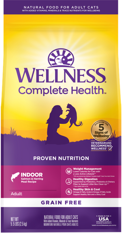 Wellness Complete Health GF Indoor Salmon Cat Food 5lb-8oz