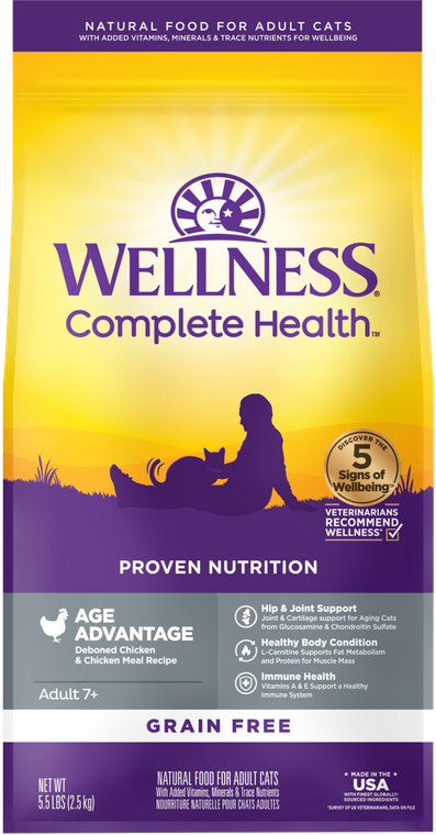 Wellness Complete Health GF Chicken Age Advantage Senior Dry Cat Food 5lb-8oz