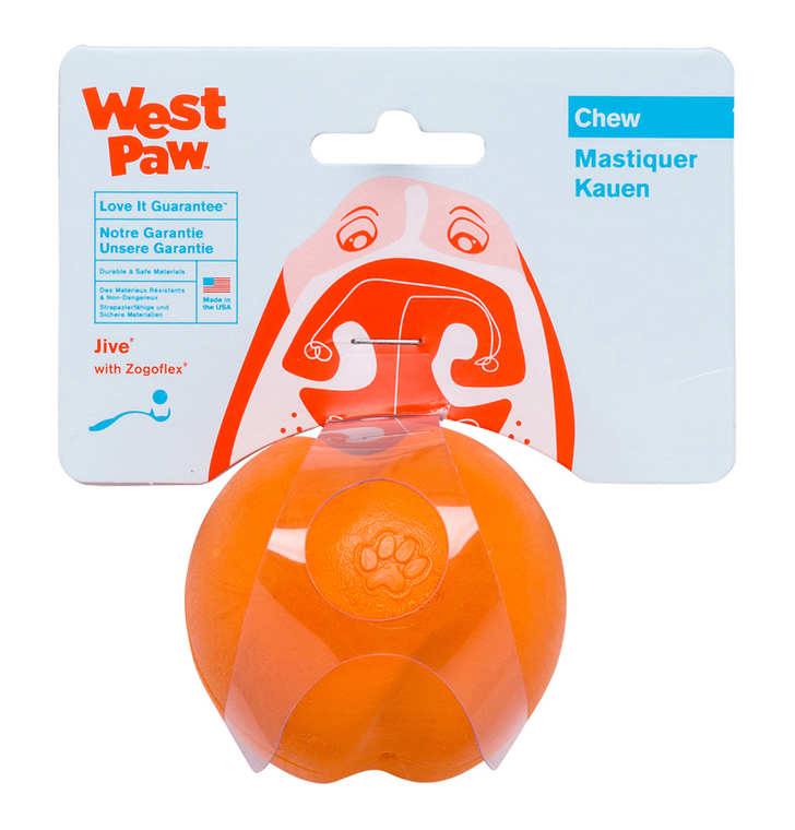 West Paw Jive Dog Toy Tangerine 2.6"