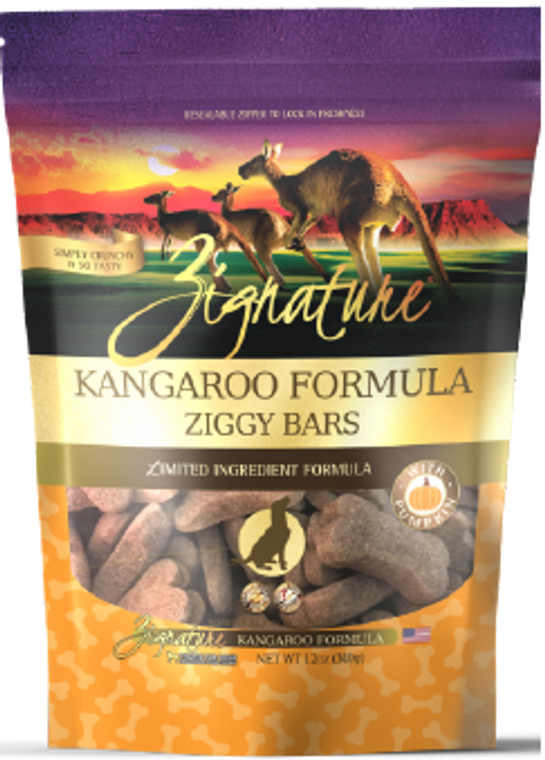 Zignature Ziggy Bars Treats Kangaroo Dog Treat 12oz