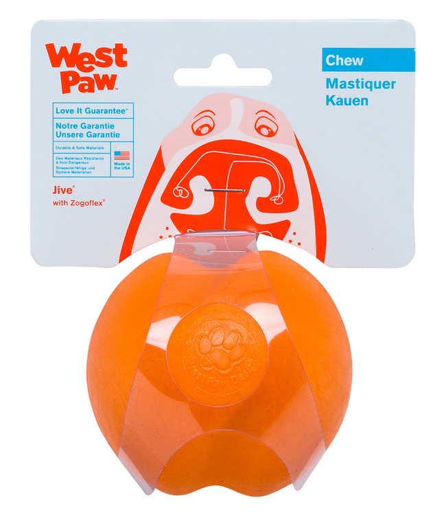 West Paw Jive Dog Toy Tangerine 3.25"