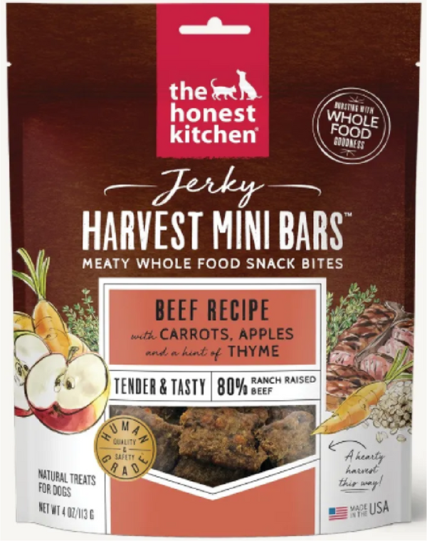 Honest Kitchen Harvest Bars Beef Dog Treat 4oz