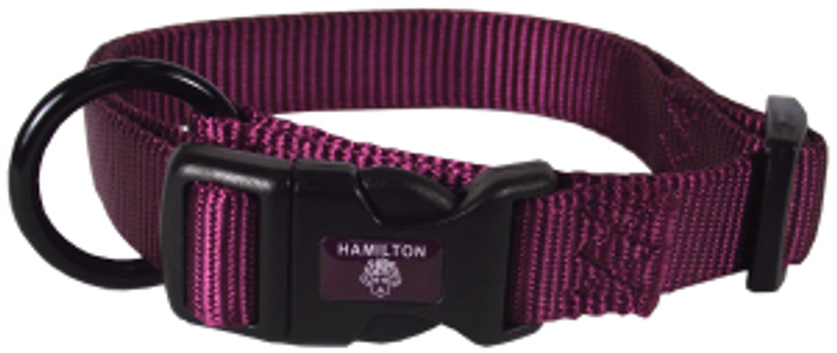 Hamilton Adjustable Dog Collar Wine 5/8" 12-18"