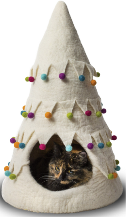 Dharma Dog Karma Cat Wool Pet Cave Holiday Tree White