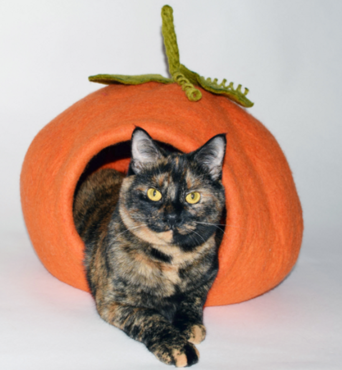 Dharma Dog Karma Cat Wool Pet Cave Pumpkin Orange