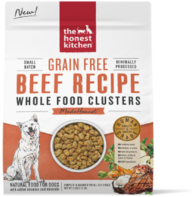 Honest Kitchen Whole Food Clusters Grain Free Beef Dog Food 5#