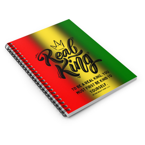 "Real King - To Be A Real King You Must First Be Kind To Yourself" Ruled Line Spiral Notebook - Brand Colors