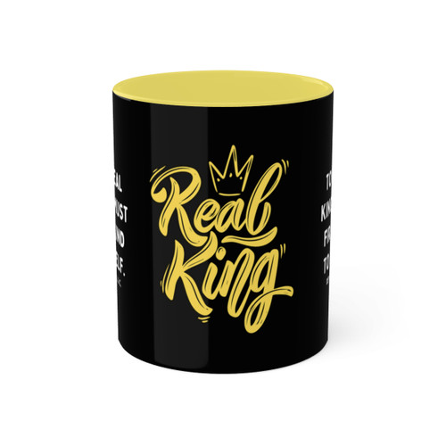 "Real King - To Be A Real King You Must First Be Kind To Yourself" Coffee Mug - (Black, Gold & White)