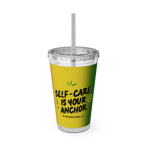 "Self-Care Is Your Anchor" Tumbler with Straw, 16oz - Brand Colors