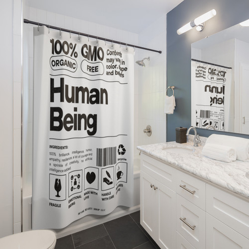 Human Being Ingredients Shower Curtain - White