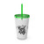 "Real King" Tumbler with Straw, 16oz - (White & Black)