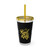 "Real King - To Be A Real King You Must First Be Kind To Yourself" Tumbler with Straw, 16oz - Black & Gold)
