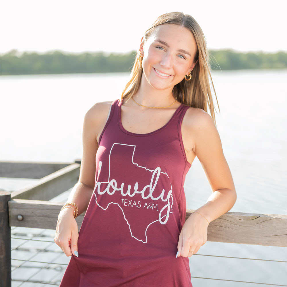 Ladies Lonestar Howdy Tank Top - Maroon - The Warehouse at C.C. Creations