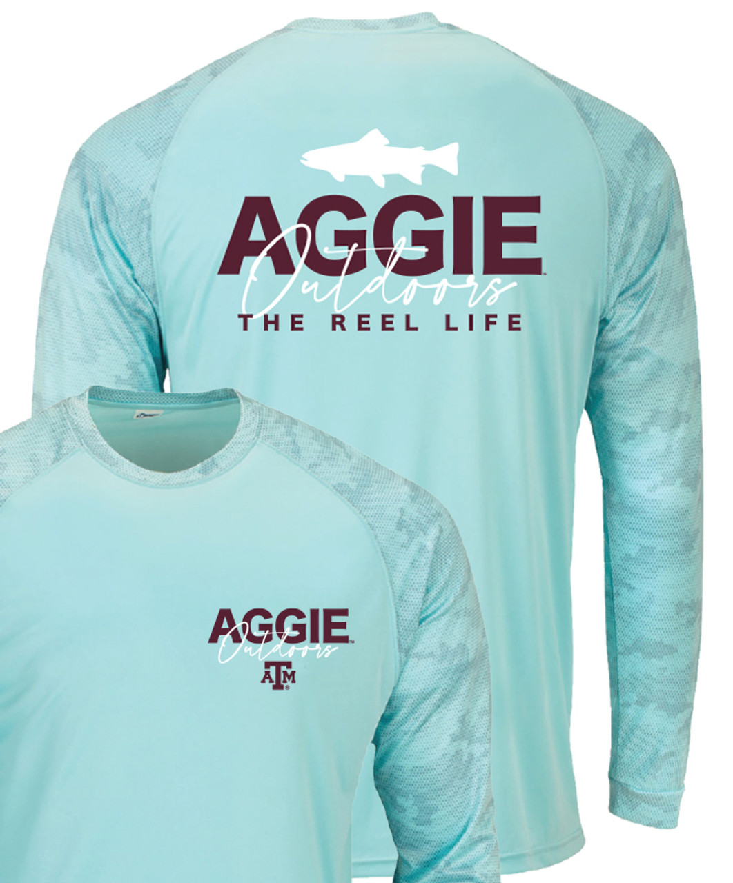 Aggie Outdoors Reel Life Long Sleeve Shirt - Aqua Blue - The Warehouse at  C.C. Creations