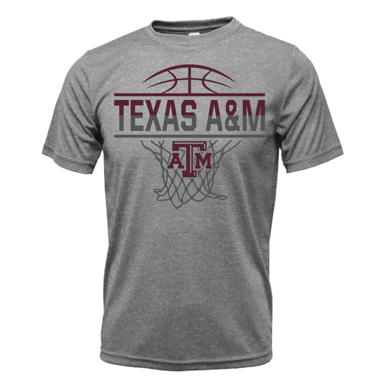 Texas A&M Aggies Basketball Hoop Active Short Sleeve Heather Grey T-Shirt