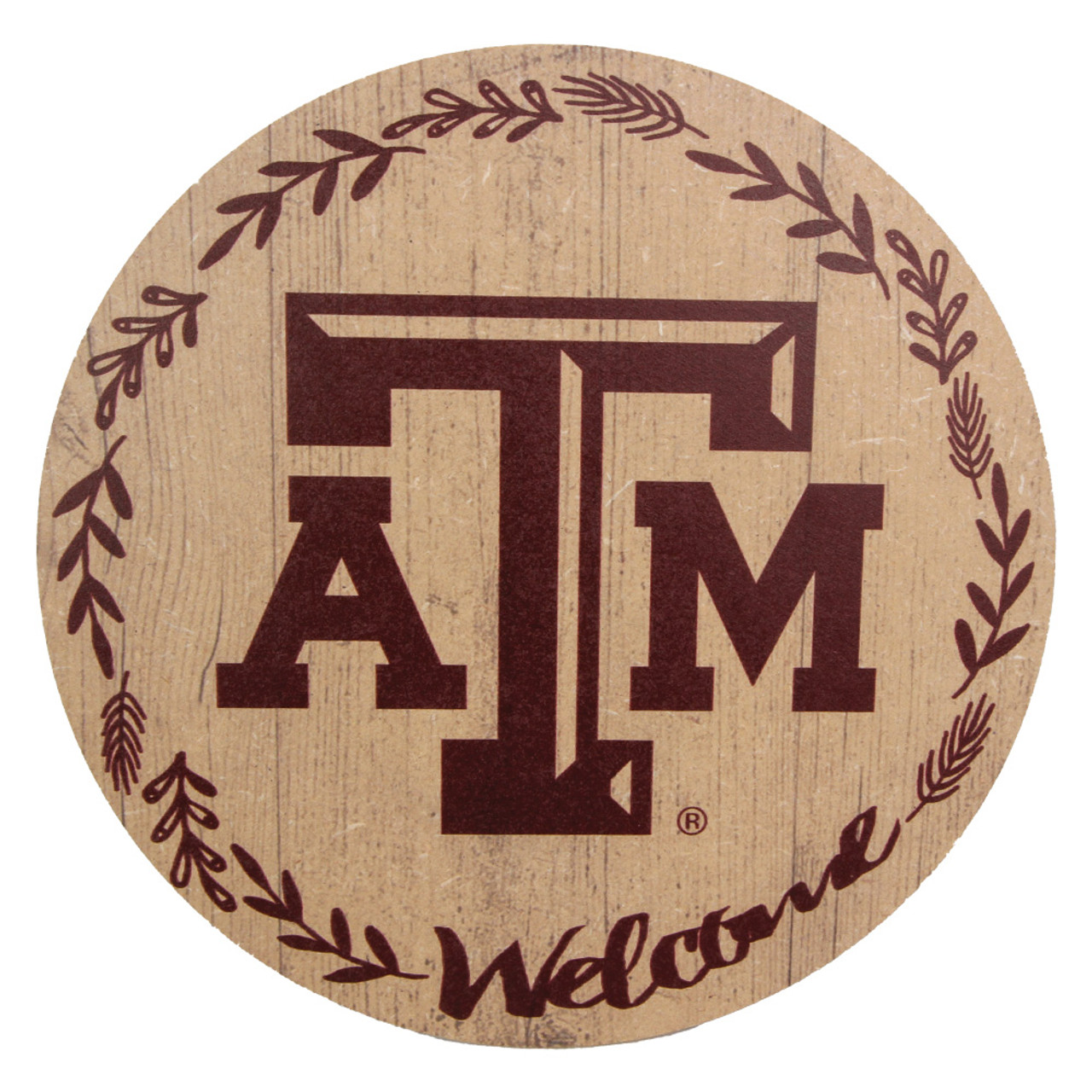 Texas A&M Aggies University Welcome 12 Inch Circle Sign | White & Maroon