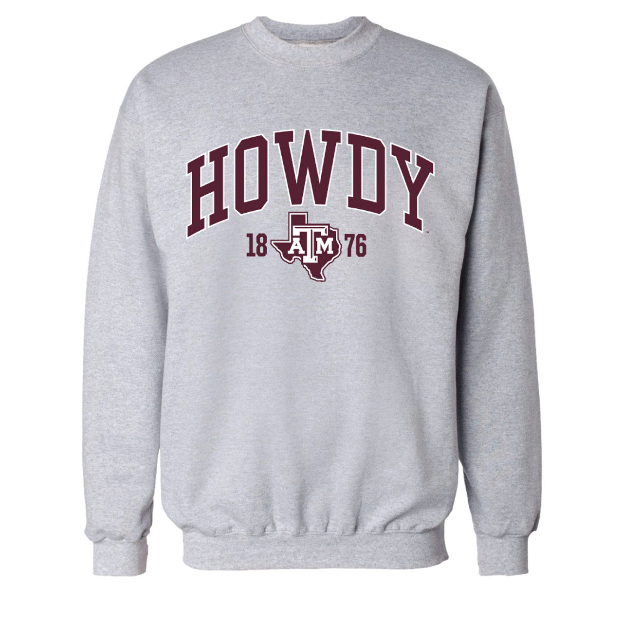 Texas A&M Aggies Howdy 1876 Lonestar Cotton Crewneck | Light Steel