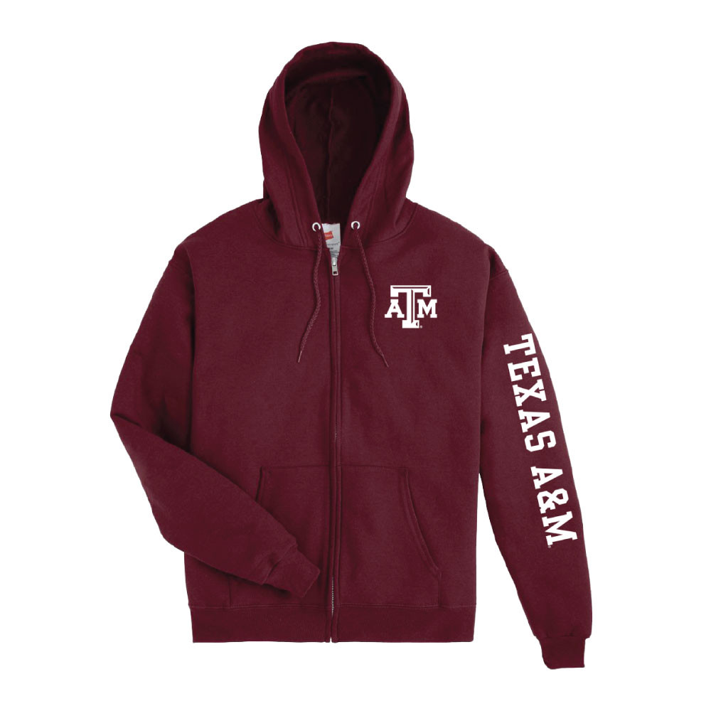 Texas ATM フード付きジャケット Logo Full Zip Jacket - Maroon - The Warehouse at C.C. Creations