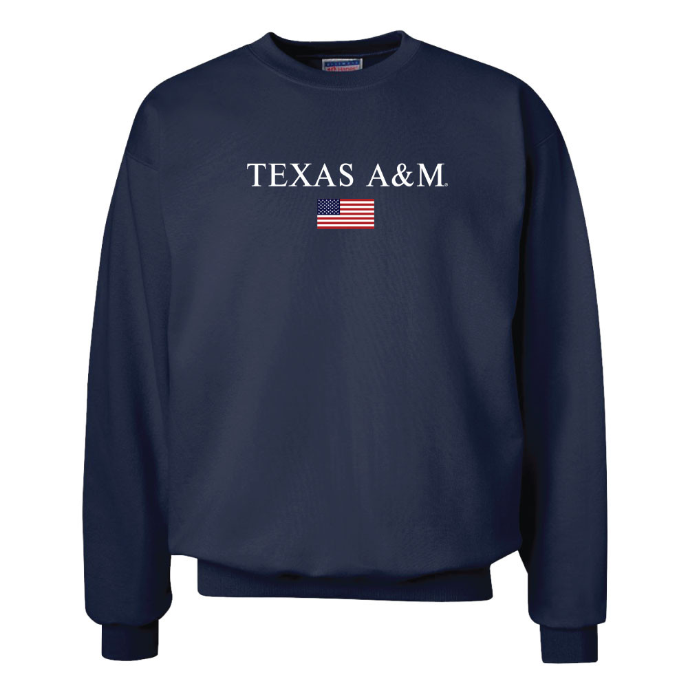 Embroidered USA Flag Crew - Navy - The Warehouse at C.C. Creations