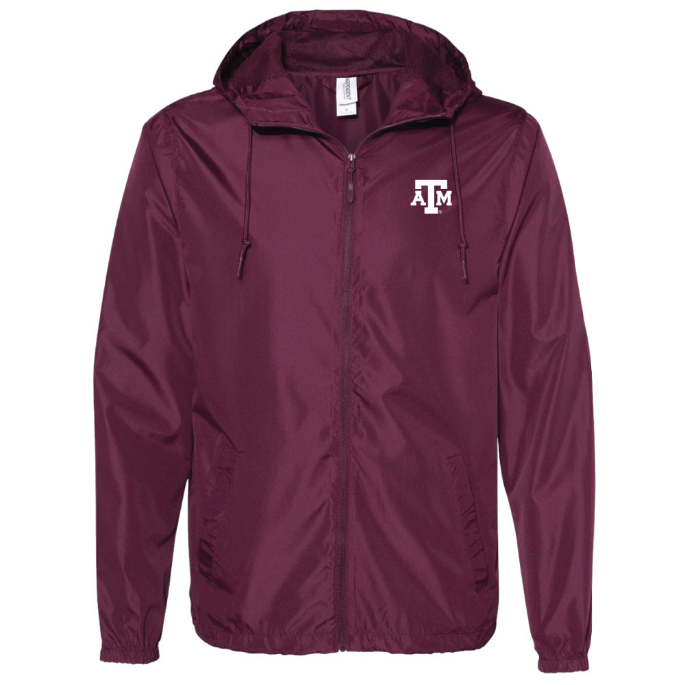 Texas ATM フード付きジャケット Full Zip Logo Weather Jacket - Maroon - The Warehouse at C.C.