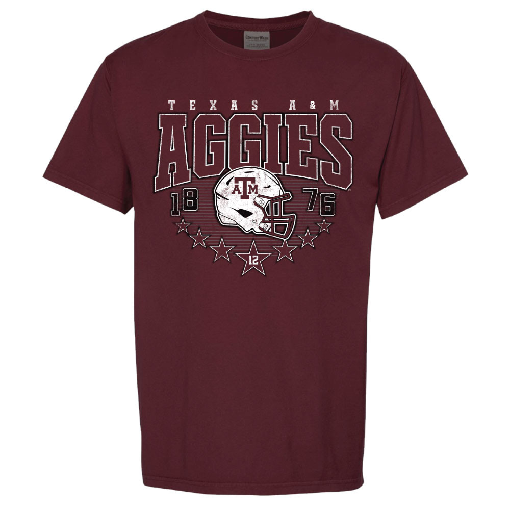 Football Helmet Stars Short Sleeve - Maroon - The Warehouse at