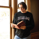 Texas A&M Aggies black long sleeve shirt with Texas A&M text on front and large ATM logo on back